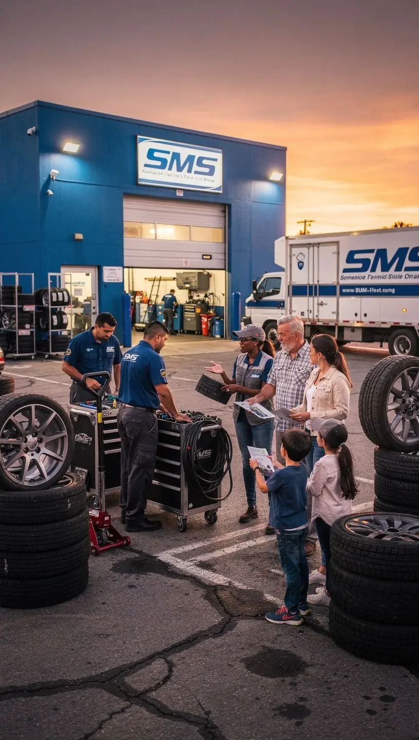 Customer consulting with a tire expert about seasonal tire replacement options.